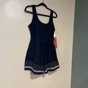 NOS VGT Sun Streak One Piece Swimsuit Women's Black Modest  Size 16 Beach Vacay